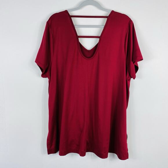 Livi Active Lane Bryant Plus Size 18 20 V-Neck Short Sleeve Athletic Top Red - Picture 2 of 6